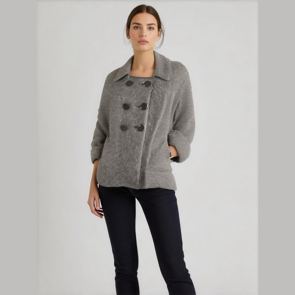 Sandro Gray Double-Breasted Blazer